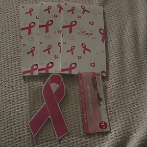 Pink Ribbon Awareness breast cancer 3 notepads & magnet